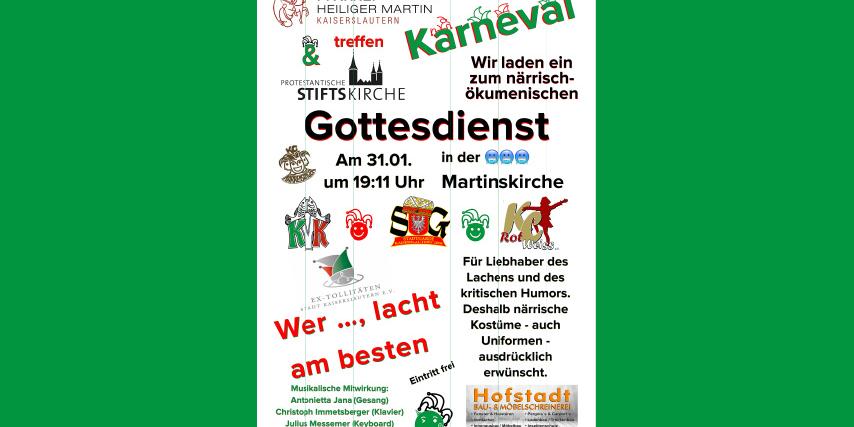 Plakat zum närrischen Gottesdienst