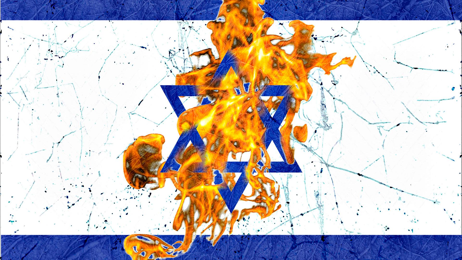 Brennende israelische Fahne