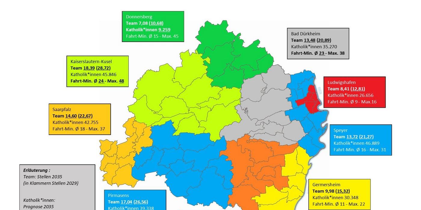 Bistumskarte mit Zahlen 9 Pfarreien